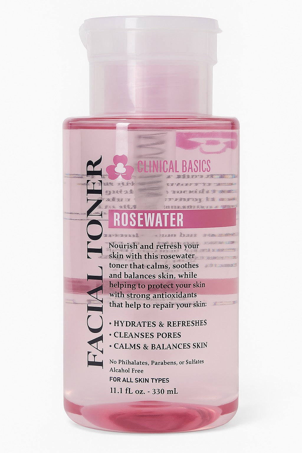 Tónico Facial agua de rosas – Clinical Basics  Contenido: 330 mL / 11.1 fl oz